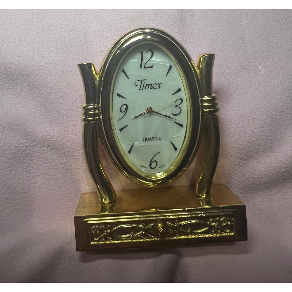 Vintage Timex Vanity Mirror Gold Tone Quartz In Working Condition - Picture 3 of 6